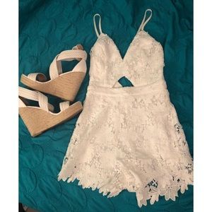 Floral lace romper